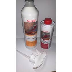 ZESTAW DO CZYSZCZENIA Akemi Triple-Effect 0,5l Spray do czyszczenia blatu z kamienia  AKEMI IMPREGNAT DO KAMIENIA ANTI-FLECK NANO 250ml 